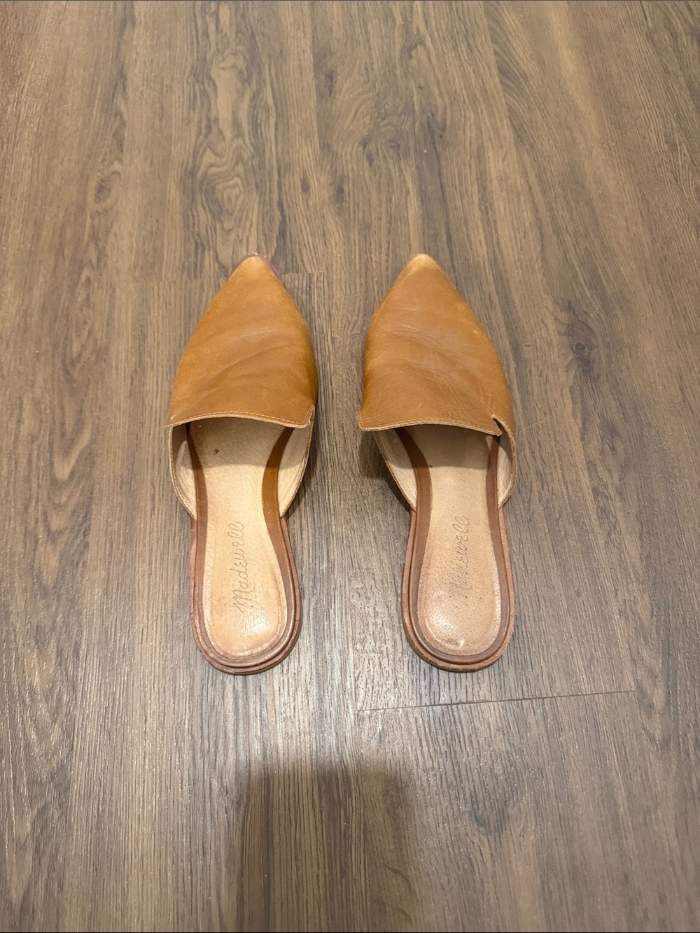 Madewell Tan Pointed-Toe Slide Mules